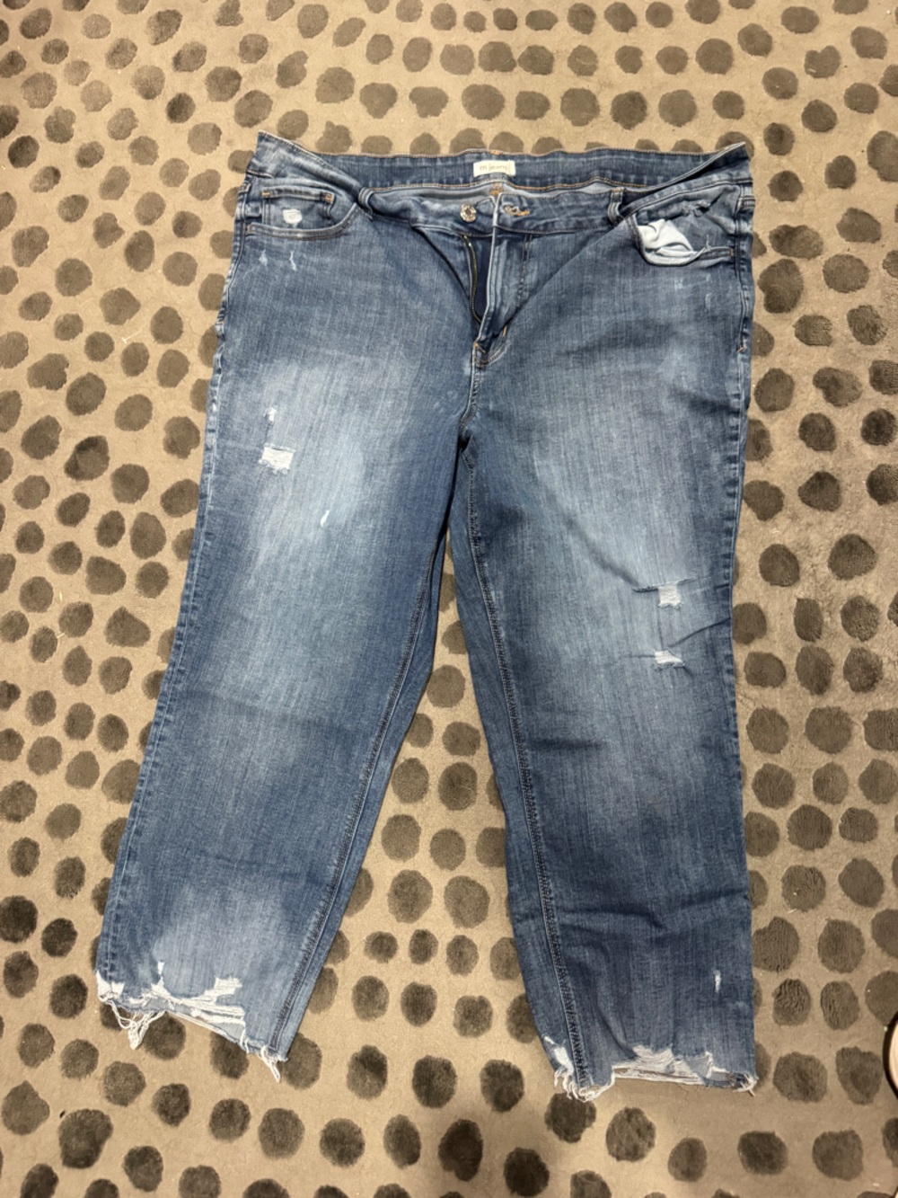 Maurices Light Blue Slim Straight Jeans with Distressed Details